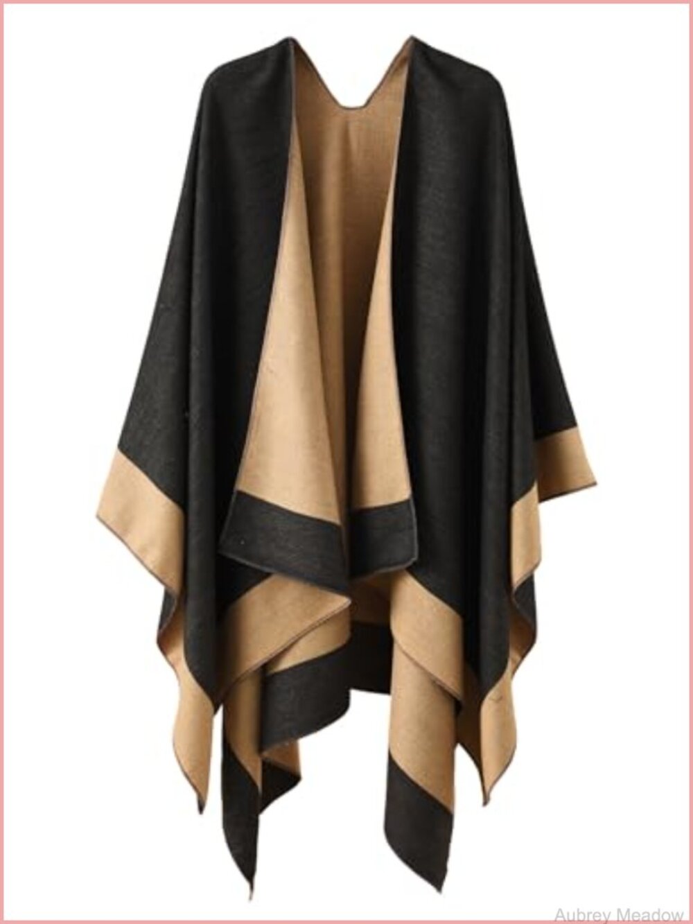Reversible Poncho Shawl Wrap Open Front Cape for Women Oversized Wraps